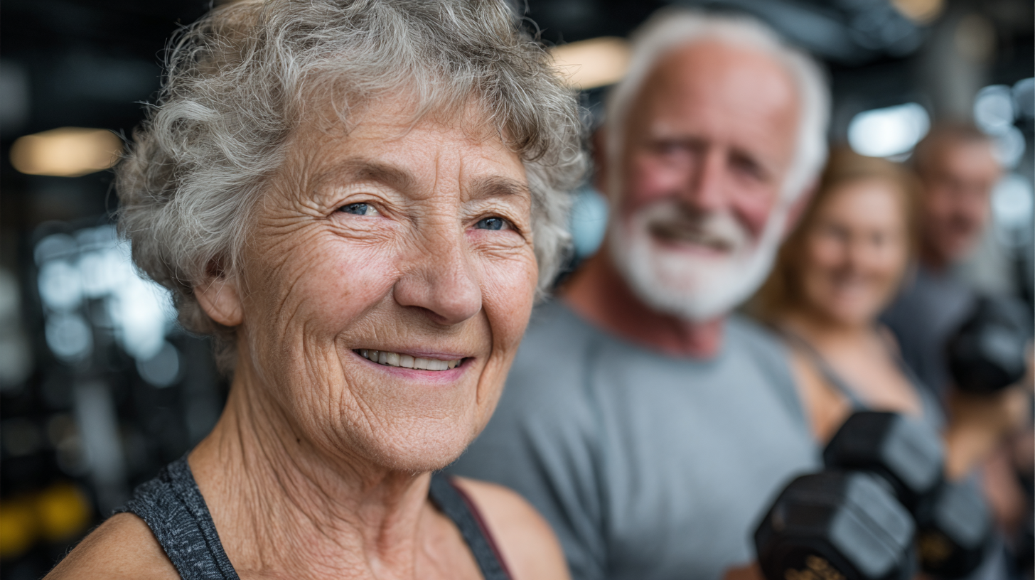 Инструктор помага на възрастна жена с упражнения за гъвкавост